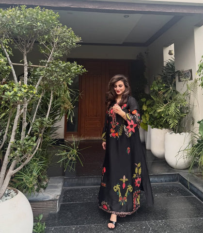 HADIZOUTFIT NEW JET BLACK RAW SILK PARTY WEAR