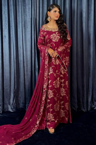 HADIZOUTFIT NEW RED CHIFFON PARTY WEAR FEEZ-105