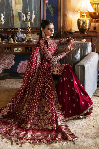 AFROZEH NEW CHIFFON MEHROON BRIDAL WEAR AZFZ-114