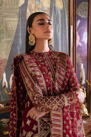 AFROZEH NEW CHIFFON MEHROON BRIDAL WEAR AZFZ-114