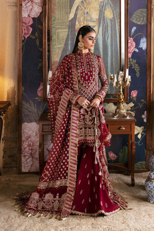 AFROZEH NEW CHIFFON MEHROON BRIDAL WEAR AZFZ-114