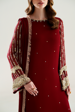 HADIZOUTFIT NEW MEHROON CHIFFON PARTY WEAR CDZZ-156