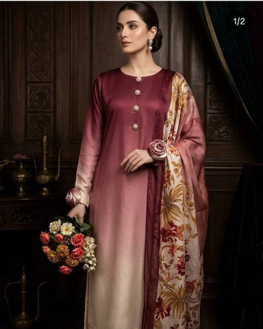 HADIZOUTFIT NEW DIGITAL PRINTED SILK FORMAL WEAR