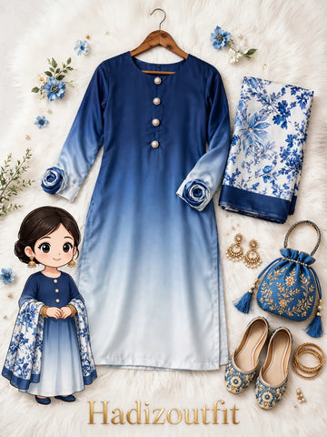 HADIZOUTFIT NEW DIGITAL PRINTED SILK FORMAL WEAR