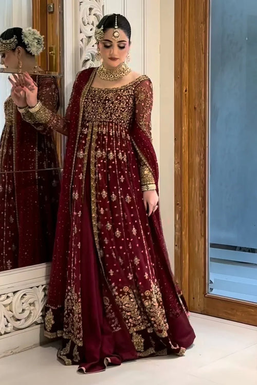 HARIS SHAKEEL NEW PURPLE BRIDAL WEAR MAXI ABZZZ-116