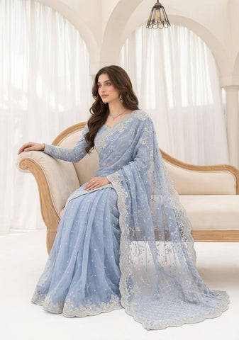 HADIZOUTFIT NEW SKY NET PARTY WEAR SAREE FEZZ-262