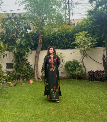 HADIZOUTFIT NEW JET BLACK RAW SILK PARTY WEAR