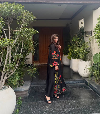 HADIZOUTFIT NEW JET BLACK RAW SILK PARTY WEAR