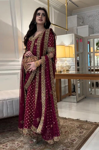 HARIS SHAKEEL NEW SHOCKING PINK CHIFFON PARTY WEAR