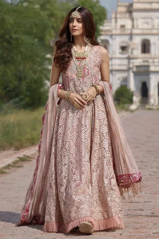 CRIMSON NEW TEA PINK BRIDAL NET MAXI