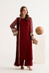 HADIZOUTFIT NEW MEHROON CHIFFON PARTY WEAR CDZZ-156