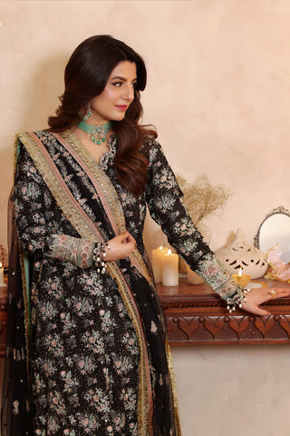 ANEELAS NEW BLACK RAW SILK PARTY WEAR FGEZ-022