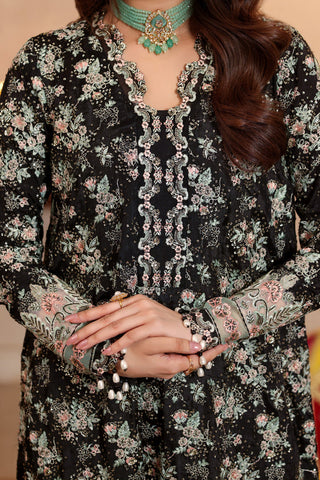 ANEELAS NEW BLACK RAW SILK PARTY WEAR FGEZ-022