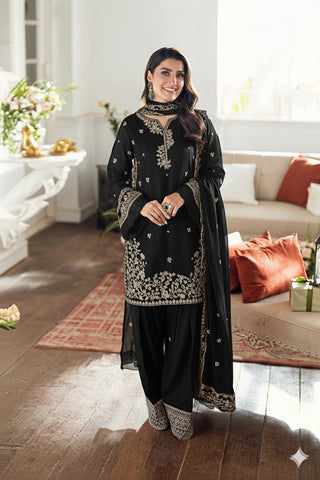 AZURE BLACK CHIFFON FORMAL WEAR