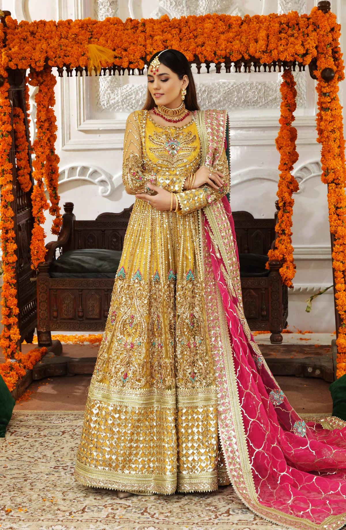 MARIAM N MARIA YELLOW BRIDAL NET MAXI