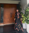 HADIZOUTFIT NEW JET BLACK RAW SILK PARTY WEAR