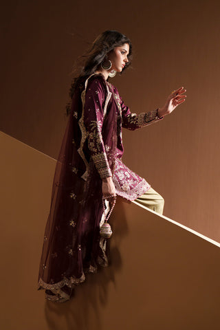 ETHNC NEW EMBROIDERED SILK PARTY WEAR DIZZ-154