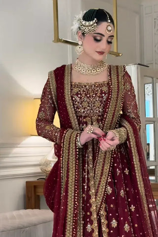 HARIS SHAKEEL NEW PURPLE BRIDAL WEAR MAXI ABZZZ-116