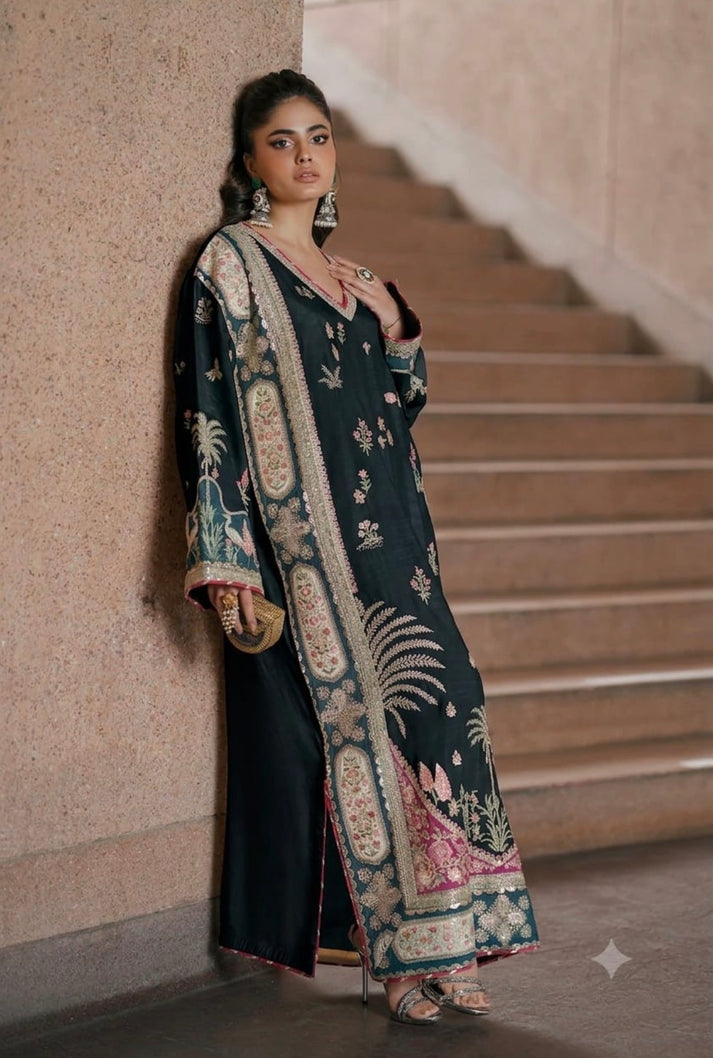 ETHNC NEW BLACK SILK PARTY WEAR DGEZ-094