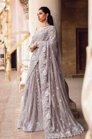 MARIA B NEW GREY NET SAREE